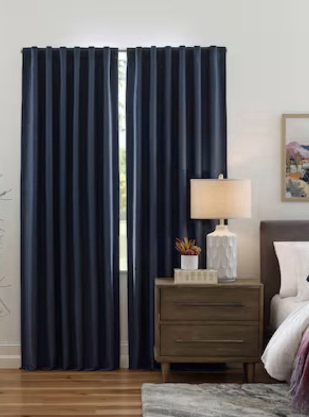Origin 21 84-in Navy Blackout Thermal lined Back tab Single curtain panel